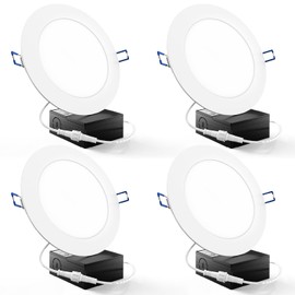 Sunco 4 Pack 6 Inch Ultra Thin LED Recessed Ceiling Lights, 3000K Warm White, Dimmable, 14W=100W, Wafer Thin, Canless with Junction Box.