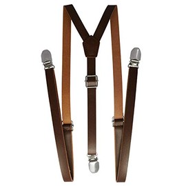 CUFF.JP Leather Clip Suspenders White Black Dark Brown Light Brown, Braun