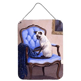 Caroline's Treasures BDBA0273DS1216 On The Chair Siamese cat Wall or Door Hanging Prints Aluminum Metal Sign Kitchen Wall Bar Bathroom Plaque Home Decor Front Door Plaque, 12x16, Multicolor