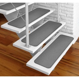 House, Home and More Set of 12 Adhesive Carpet Stair Treads - Gray - 8 Inches X 23.5 Inches