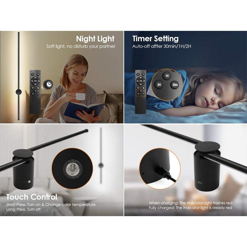 39.4 Inch Battery Operated Wall Sconces Set of Two, 12000mAh