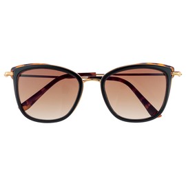 meigan 7383-02 Wellington Sunglasses Unisex Plastic & Metal, UV400, UV Protection, Stylish, Graduated Lens, Durable, Hard Coat, Black Demi BR/Brown Half