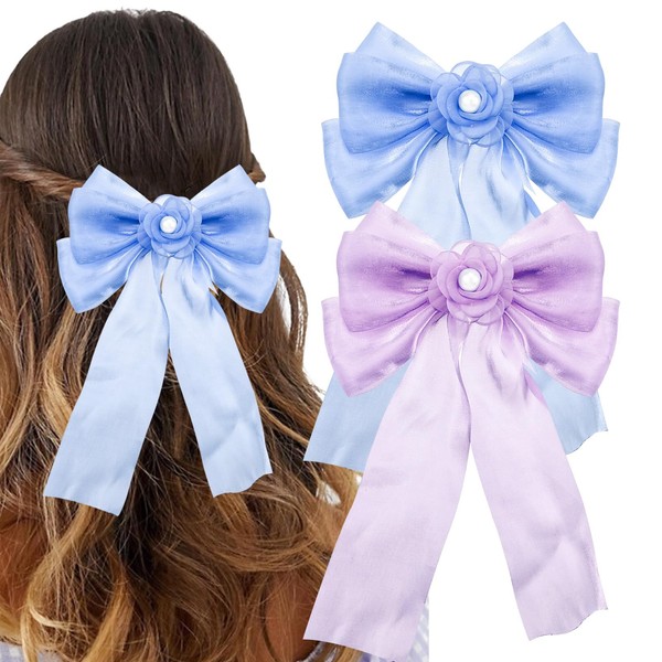 2 PACK Big Bow Hair Clip, Big Bowknot Camellia Hair