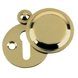 Carlisle Brass Victorian Standard Profile Keyhole CLOSED Covered Lock Swing Cover Plate Escutcheon 32mm + Screws (Polished Brass)