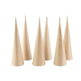 Factory Direct Craft Paper Mache Cones Sealed Weighted Bottoms - Bulk Pack of 6 Pieces for Crafting Gnomes Holiday Angels Christmas Trees