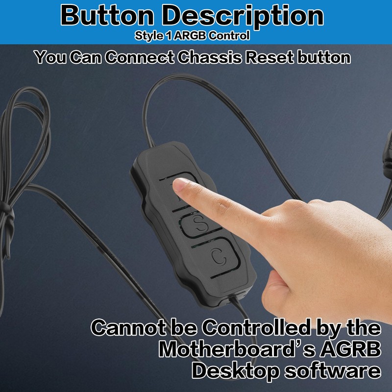 YAODHAOD Mini ARGB Controller 3‑Pin RGB 5V Controller, Built-in Light