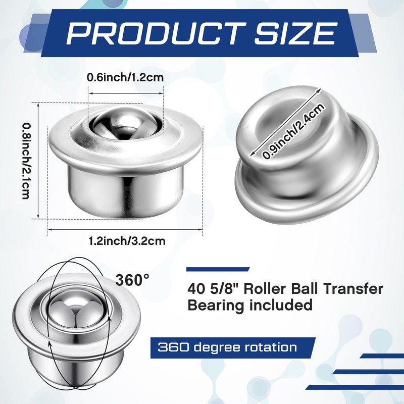 Gisafai 40 Pcs 5/8" Roller Ball Transfer Bearing Ball Transfer