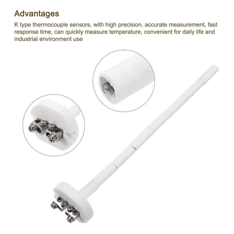 MECCANIXITY 2Pcs 8" K Type Ceramic Kiln Furnace Probe Thermocouple