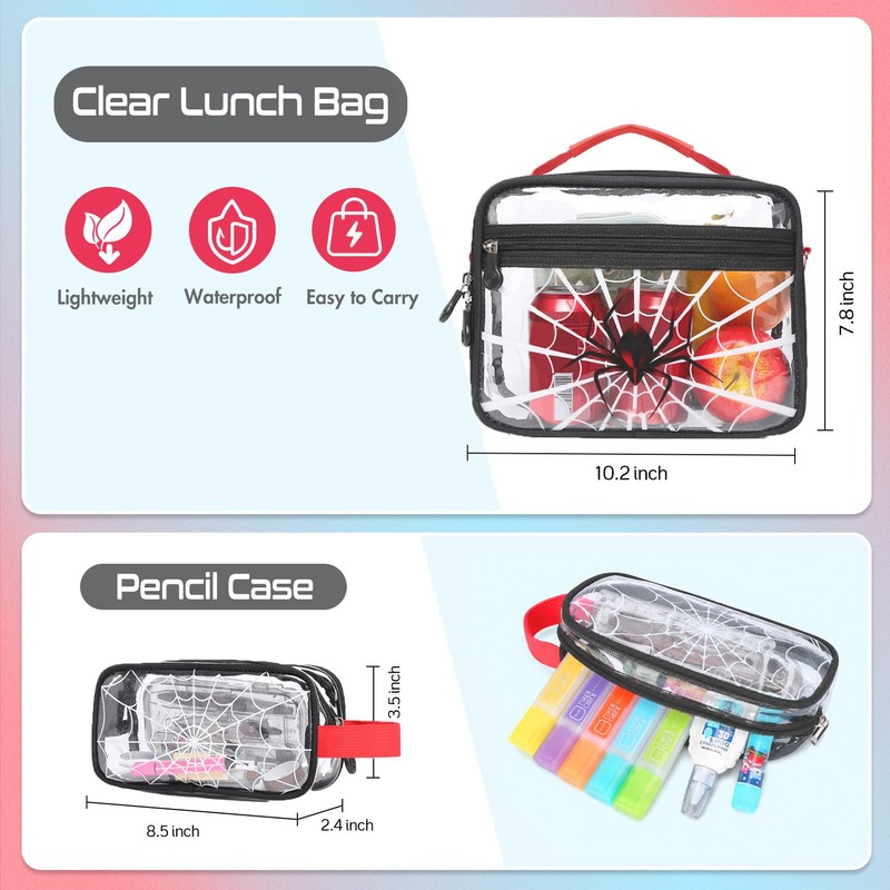 Cool Luminous Clear Backpack for Boys with Lunch Box &