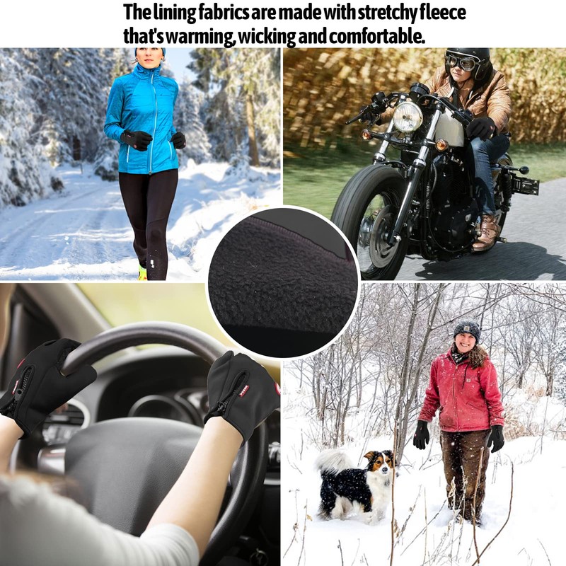 HYX Unisex Winter Gloves Waterproof Windproof Touch Screen Non-slip Grip