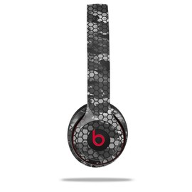 WraptorSkinz Skin Compatible with Beats Solo 4, Solo 3 and Solo 2 Wireless Headphones - HEX Mesh Camo 01 Gray - Decal Vinyl Wrap (Headphones NOT Included)