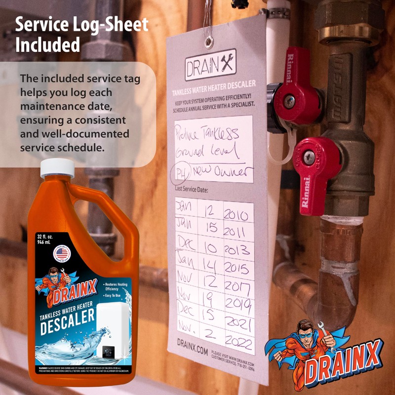 DrainX Tankless Water Heater Flushing Kit with Eco-safe Liquid Descaler