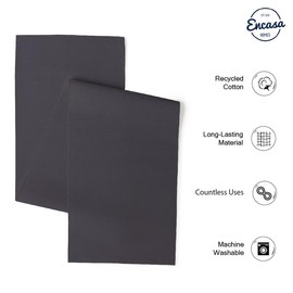 Encasa Table Runner for 4 Seat Dining Rooms, Solid Grey, Fine Ribbed Cotton, Size 32 x 150 cm, Over 20 Modern Colours and Woven Designs, Machine Washable