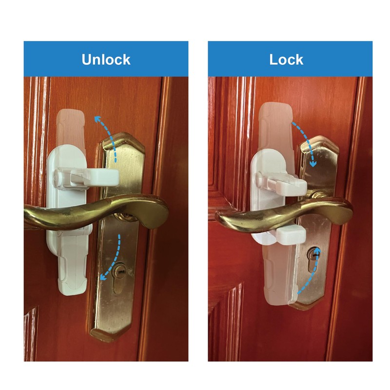 Snowharp Child Proof Door Lever Lock, Door Handle Lock, Durable