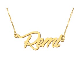 18k Gold Plated Remi Name Necklace Initial Pendant Charm Stainless Steel Jewelry for Womens Moms