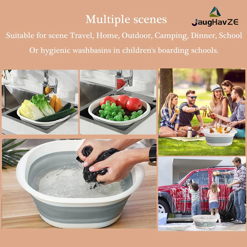 Square Folding Hand Wash Basin Collapsible Washing Up Bowl Portable