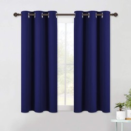NICETOWN Paneles de Cortinas Opacas Tratamiento de Ventana de Sala de Estar, Ahorro de energía, con Aislamiento térmico, Ojales sólidos (1 par, 107 x 137 cm, Color Azul Marino)