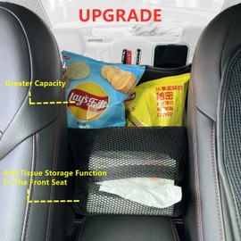 JEYODA Car Suede Seat Organizer High-capacity Seat Back Pouch Central Storage for Pickup SUVs Double-sided Tissue Storage Handbag Holder Car Accessories (Grey)