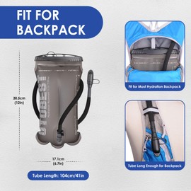 UTOBEST Hydration Bladder Water Bladder 1.5L 2L 3L TPU Body Water Bag BPA Free Leakproof for Hiking Running Cycling Camping, Grey-1.5L