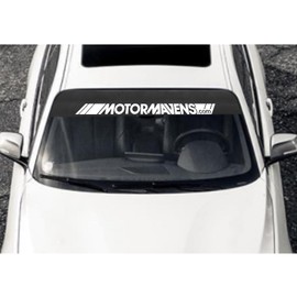 LANZMYAN Front Windshield Decal Vinyl Front Shade Sun Visor Strip Sport Racing Decoration Sticker(Carbon Fiber Background-Motormavens)