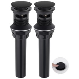Hygie Rinse Bathroom Sink Stopper with Overflow, for Standard 1 3/4" Drain Opening, 2PCS Bathroom Sink Drain Rapid Draining Plastic Pop-up Sink Drain with Hair Catcher Anti-Clog Strainer, Matteblack