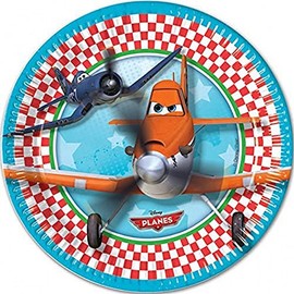 Procos 81865 – Planes, Ø20 cm Paper Plates, Pack of 8, Multi-Colour