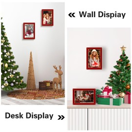 Frametory Enamel Picture Frame - 4x6 Gold Metal Edge Red Enamel Picture Frame With Easel and Velvet Back for Tabletop Display, Bookshelf, 4x6 Wall Decoration, Photo Frames-2 Set