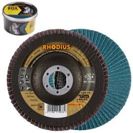 RHODIUS LSZ F2 | Pack of 5 Diameter 125 mm Grain 60 Flap Discs | Made in Germany | Metal Grinding Disc for Angle Grinders | Flap Disc