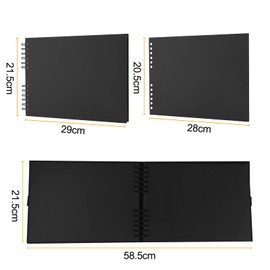 Fousenuk DIY Photo Album, Scrapbook 80 Pages Photo Book 29 x 21.5 cm with Stencil Stickers, Photo Albums DIY as a Gift for Birthday, Wedding, Mother's Day, Valentine's Day (Black)