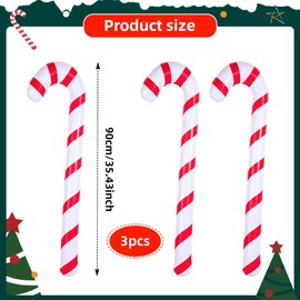 FUKPO Pack of 3 Inflatable Candy Canes, Christmas Decoration, 90 cm, Large Candy Canes Decoration, Christmas, Indoor, Outdoor, Front Door, Candy Canes, Decorative Christmas Tree Decoration (Red and