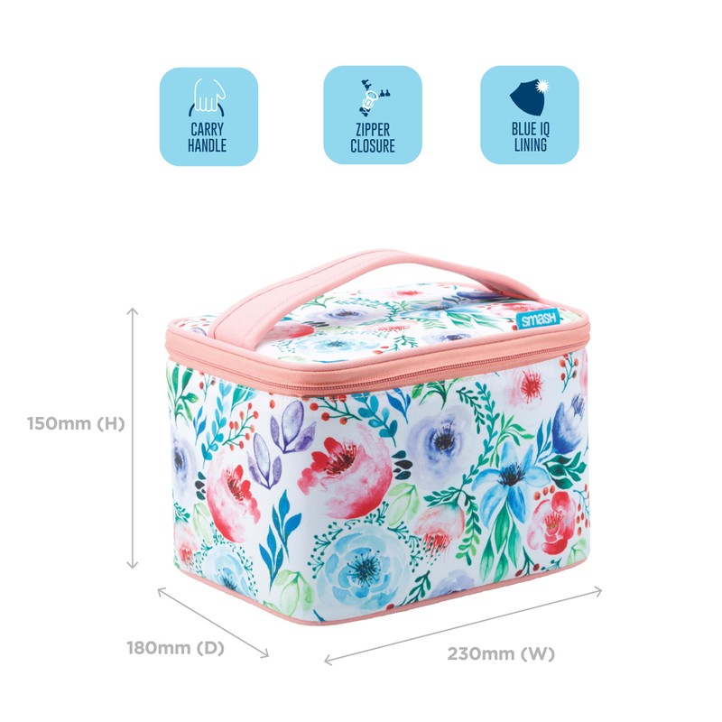 Smash 20961 Insulated Lunch Bag, Fabric, Full Bloom Pink