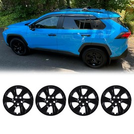 NIXON OFFROAD 17 Inch Hubcaps for Toyota RAV4 2019-2025 (Not for Hybrid/Prime Model) [Only Fit Steel Wheel] Wheel Rim Cover (Set of 4) ABS+PC Hub Caps Replacement for Car (Black Lacquer, 5139Style)