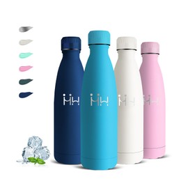 Grsta Stainless Steel Drinking Bottle, 0.5 Litres, BPA-Free, Children's Drinking Bottle, Leak-Proof, Suitable for Carbonated Drinks, Insulated Flask, Double-Walled, Bottle for School, Offices, Camping