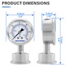 MEASUREMAN Stainless Steel Sanitary Pressure Gauge, 2.5” Dial, 0-30 PSI