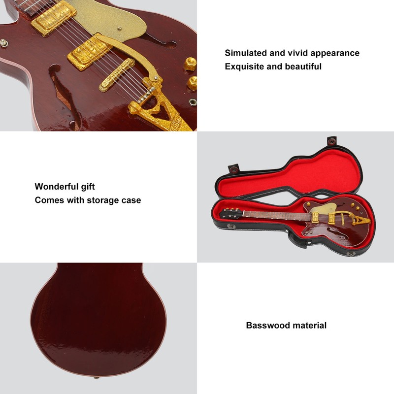 Red and Gold Miniature Electric Guitar Replica with Stand and