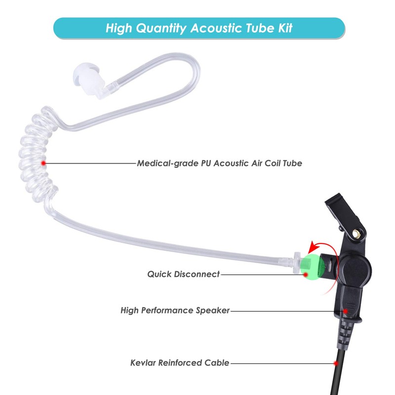 COMMIXC Walkie Talkie Earpiece, 2.5mm/3.5mm 2-Pin Covert Air Acoustic Tube