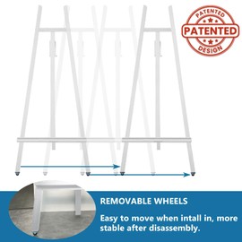 Somime A - Frame Wooden Display Easel - Adjustable Lyre Beechwood Studio Easel Stand Holding Canvas Up to 90", Inclinable Artist Floor Painting Easel for Artwork Painting, White