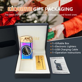 SKRFIRE Electric Lighter, Plasma Lighter, Electric Arc Lighter, Windproof Lighter, Metal Lighter Luminous Real Watch dial LED Lighting (Color)