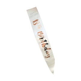 Alandra Birthdays RGS-18 18th Cream & Rose Gold Metallic Birthday Sash, One Size