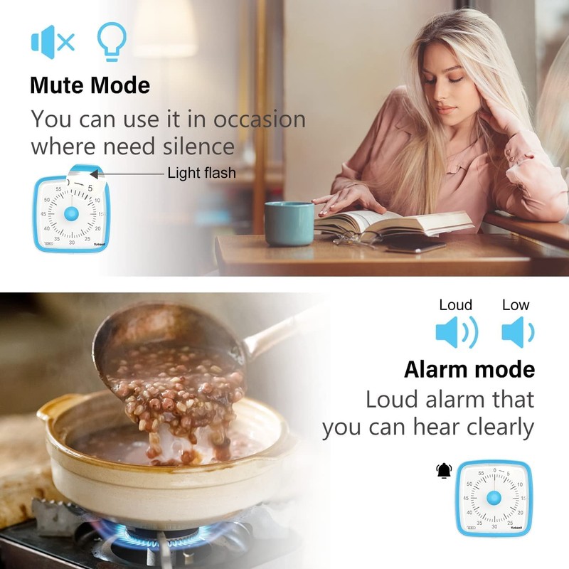 Yunbaoit Visual Timer with Night Light, 60-Minute Countdown Timer for