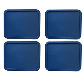 Replacement Lids fits Pyrex 6-Cup Glass Food Storage Container Bowls, (8.75 x 6.75-Inch) Plastic Rectangle Lids Covers for Pyrex 7211-PC, Airtight & Leakproof (4-Pack, Blue)