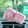 Heart Embroidered Baby Pink Fuzzy Plush Dice - 3-Inch Decorative