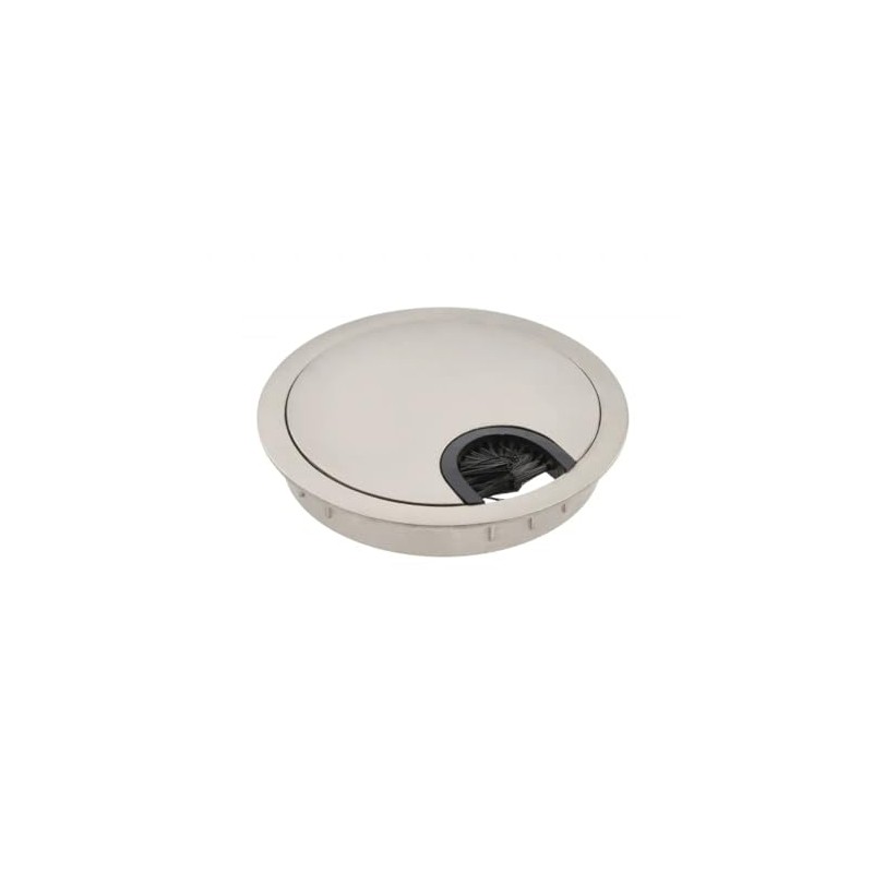 80MM METAL DESK CABLE TIDY OUTLET GROMMET INSERT (Brushed Steel)