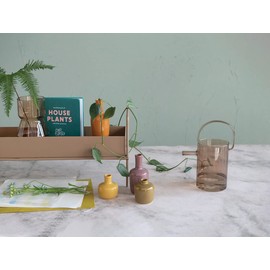 Bloomingville Glass Vase, 6" L x 6" W x 11" H, Brown