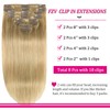 Kinky Straight Human Hair Clip in Extensions Blonde Double Weft
