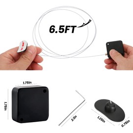 6.5 Ft Retractable Remote Control Safety Lock Tether, Remote Control Leash with Adjustable Lock Strap for TV Remotes, Game Controllers, and Tablets - Perfect for Showrooms (Pack of 10)