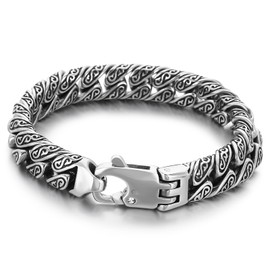 Azubpi Mens Stainless Steel Vintage Tribal Tattoo Bracelet Multi Ring Linked Retro Pattern Bangle Gift for Him