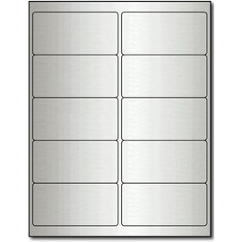 4" x 2" Silver Foil Labels for Laser Printers - 10 Sheets / 100 Labels