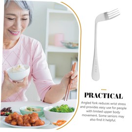 DOITOOL Ergonomisch, praktisch, Behindertengabel, Stahl, Hand, abgewinkelt, für Patienten, links, selbstversorgt, Nahrungsmittel, Hilfe für ältere Menschen, rostfrei