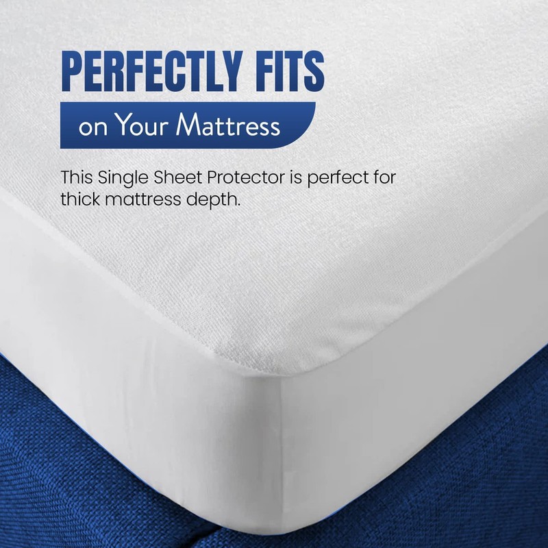 Sunshine Comforts Cotton Waterproof Mattress Protector Single- Ultra-Soft, Breathable Single